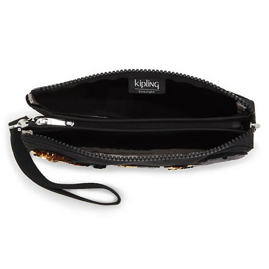 Kipling Creativity Extra Large Metallic Wristlet Çanta Siyah Altın | TR 1150KO